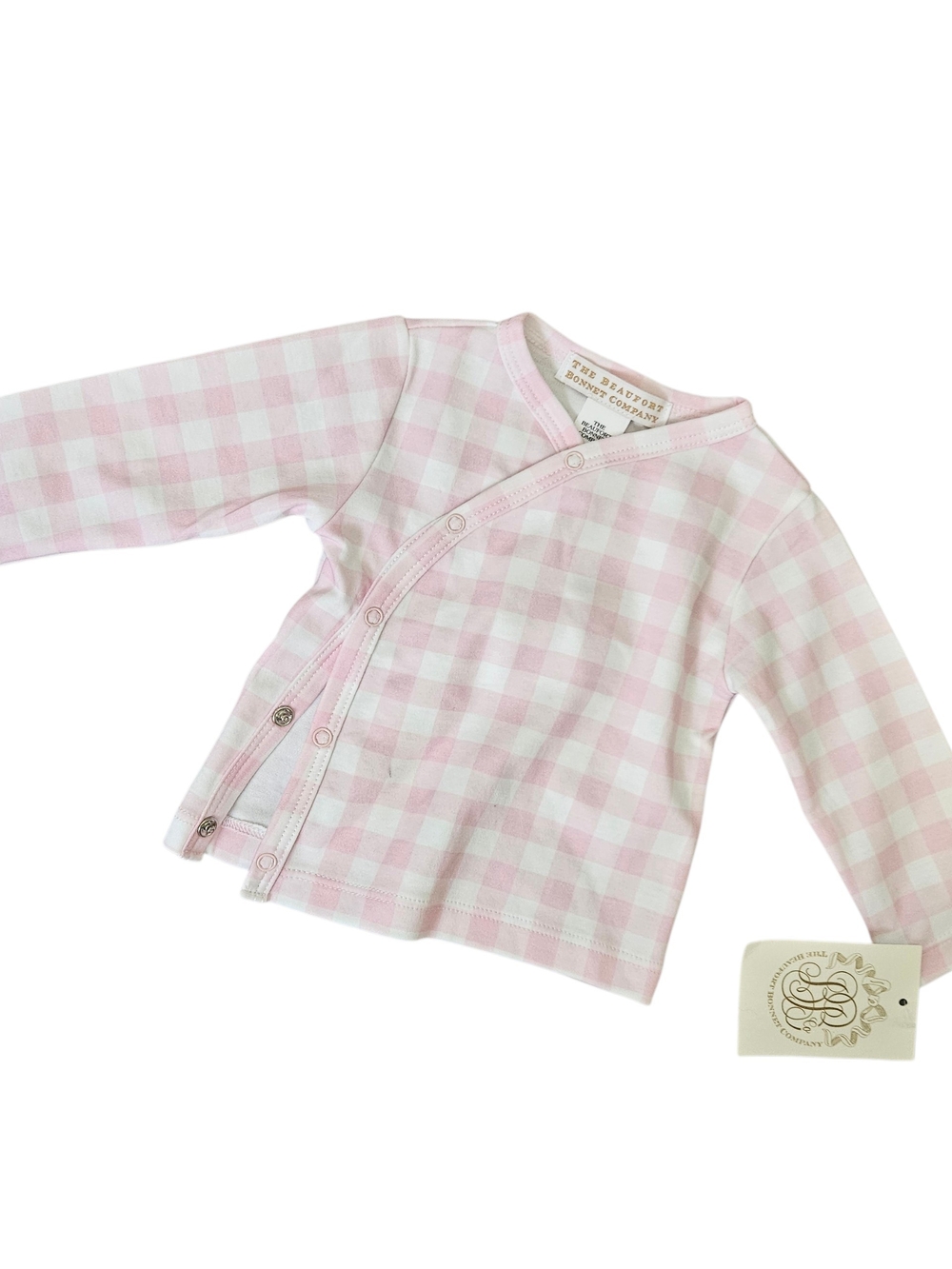 NWT The Beaufort Bonnet Company Pink Gingham Infant Kimono Top Size 0/3 Months